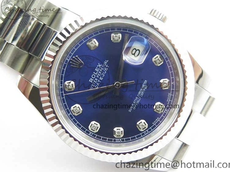 0406 Sporty DateJust 126334 SS Noob 1:1 904L Best Edition Blue Dial Diamond on Oyster Bracelet A 3164